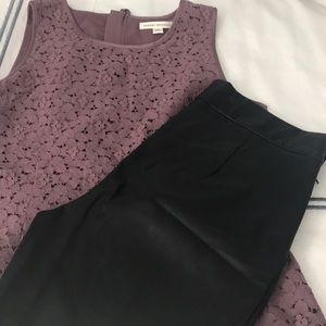 Black faux leggings side zipper